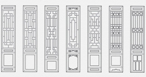 察隅常用中式仿古花窗图案隔断设计图